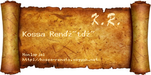 Kossa Renátó névjegykártya